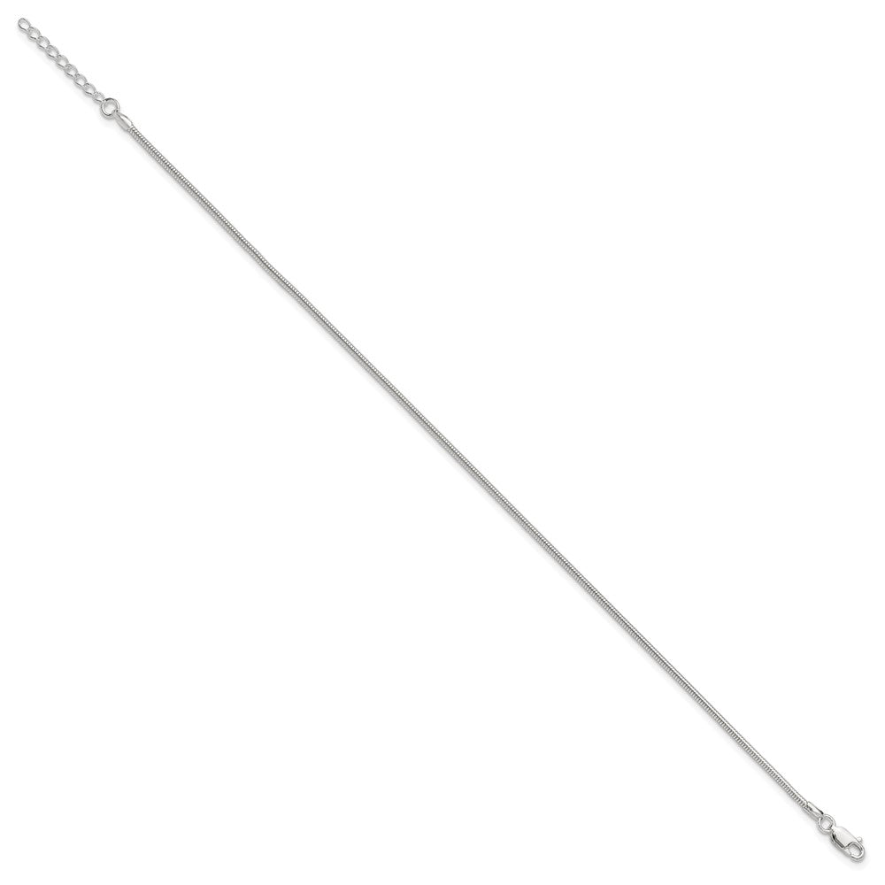 9 Inch Sterling Silver 1.5mm Round Snake Chain 9In Plus 1In Ext. Anklet