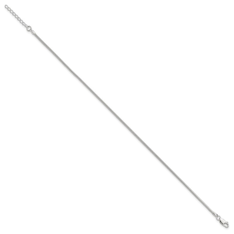 9 Inch Sterling Silver 1.5mm Round Snake Chain 9In Plus 1In Ext. Anklet