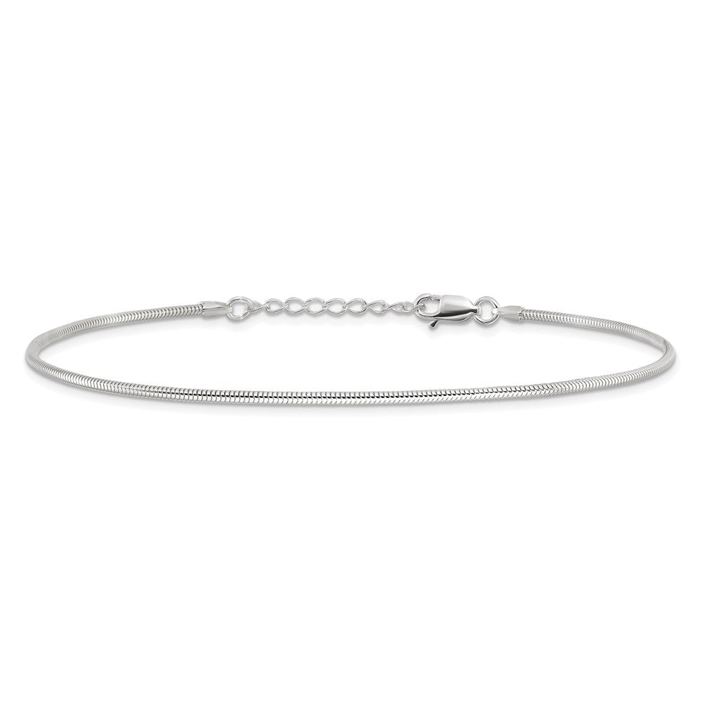 9 Inch Sterling Silver 1.5mm Round Snake Chain 9In Plus 1In Ext. Anklet