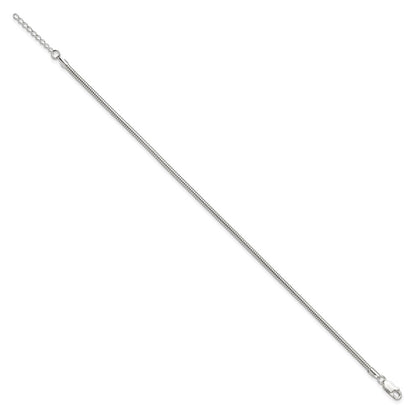 9 Inch Sterling Silver 2.5mm Snake Chain 9In Plus 1In Ext. Anklet