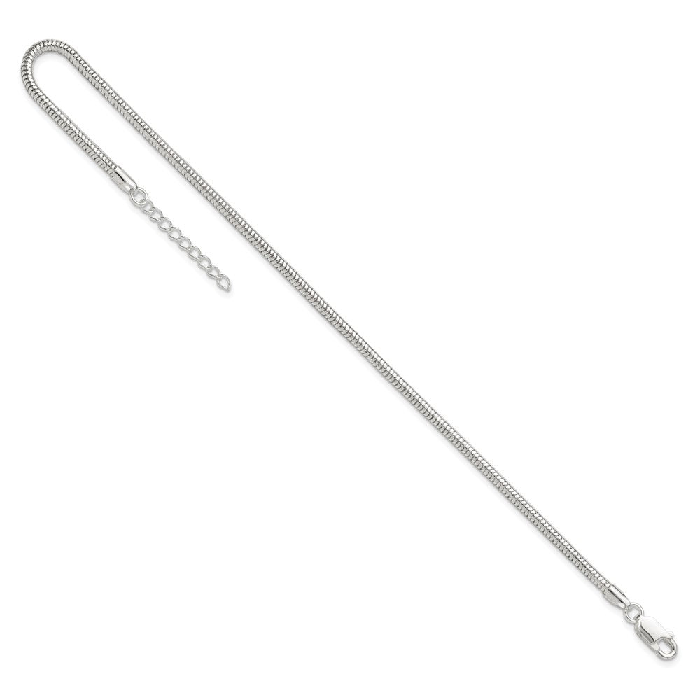 9 Inch Sterling Silver 2.5mm Snake Chain 9In Plus 1In Ext. Anklet