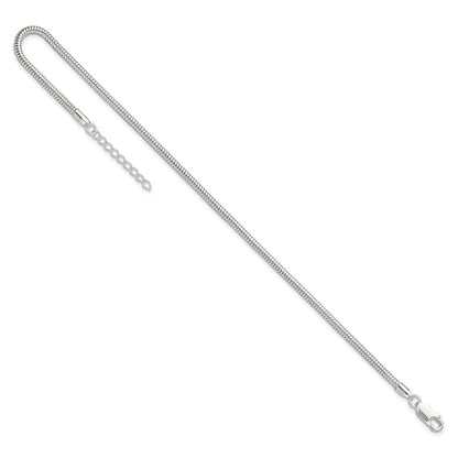 9 Inch Sterling Silver 2.5mm Snake Chain 9In Plus 1In Ext. Anklet
