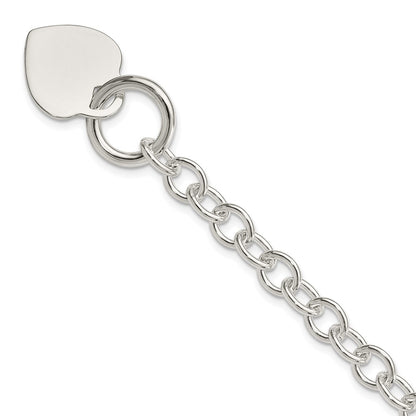 7.75 Inch Sterling Silver Engraveable Heart Disc Toggle Bracelet