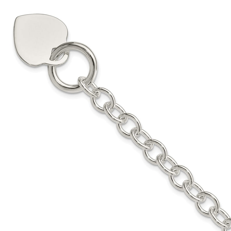 7.75 Inch Sterling Silver Engraveable Heart Disc Toggle Bracelet
