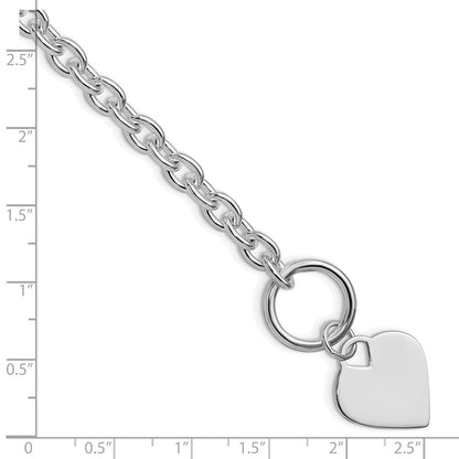 Sterling Silver Rhodium-Plated Heart Toggle Bracelet