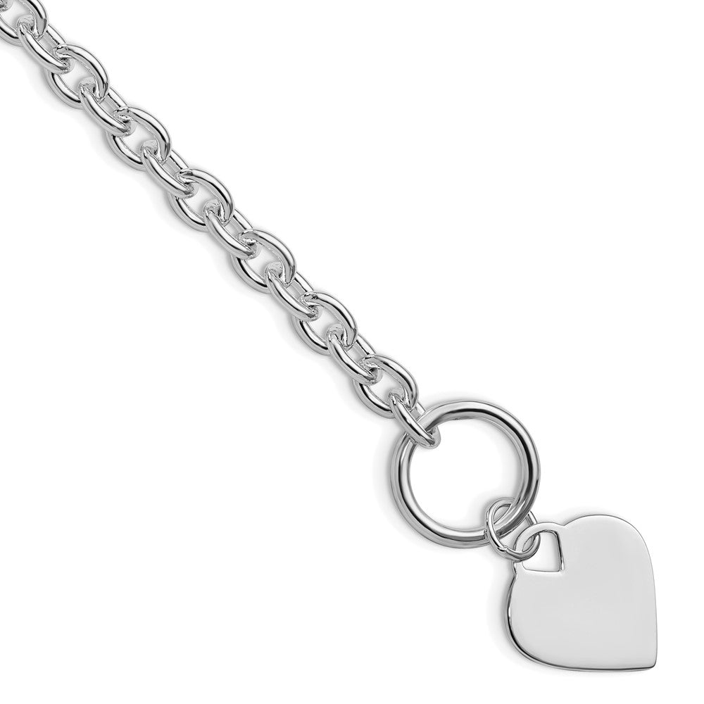 Sterling Silver Rhodium-Plated Heart Toggle Bracelet
