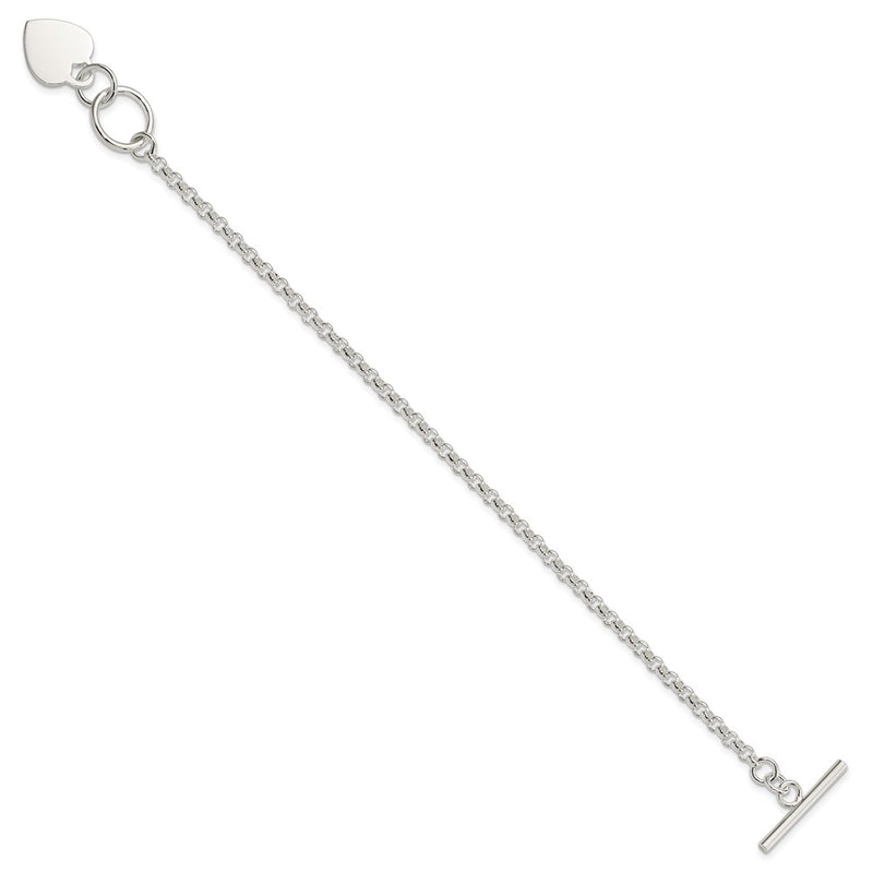 7.5 Inch Sterling Silver Fancy Engraveable Heart Bracelet