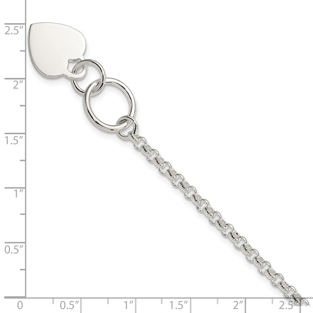 7.5 Inch Sterling Silver Fancy Engraveable Heart Bracelet