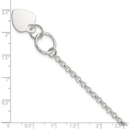 7.5 Inch Sterling Silver Fancy Engraveable Heart Bracelet