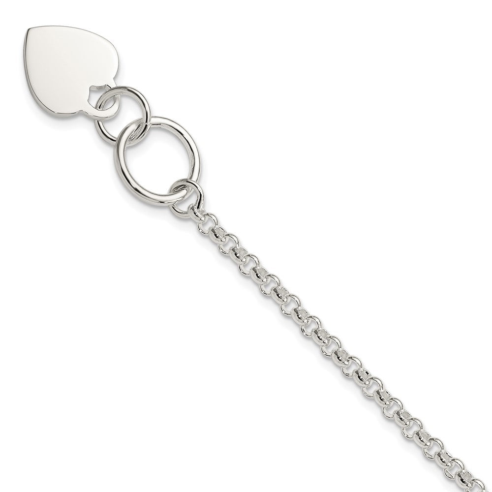 7.5 Inch Sterling Silver Fancy Engraveable Heart Bracelet