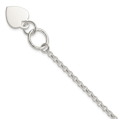 7.5 Inch Sterling Silver Fancy Engraveable Heart Bracelet