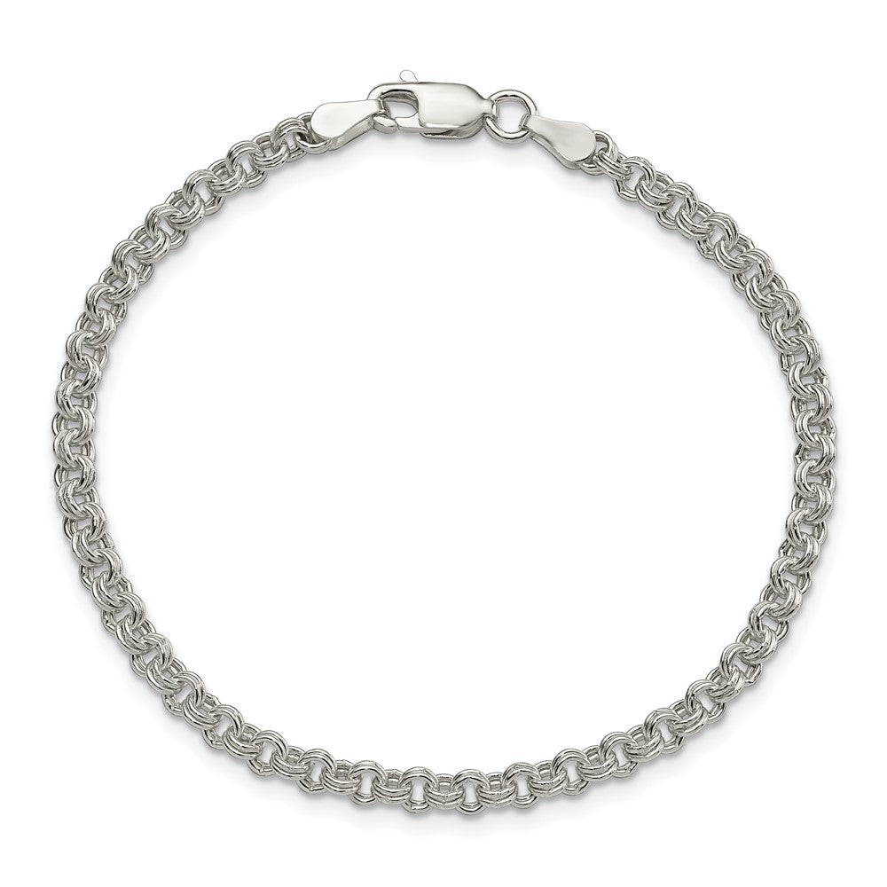8 Inch Sterling Silver 3mm Double Link Charm Bracelet