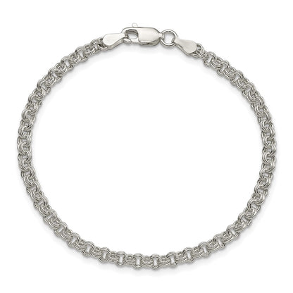 8 Inch Sterling Silver 3mm Double Link Charm Bracelet