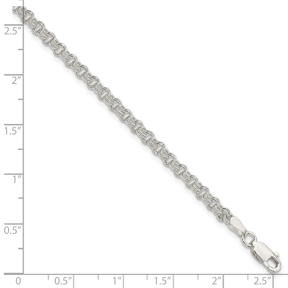 7 Inch Sterling Silver 3mm Double Link Charm Bracelet