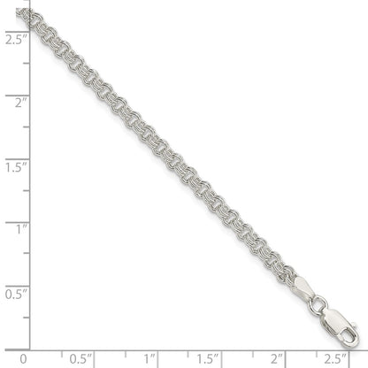 7 Inch Sterling Silver 3mm Double Link Charm Bracelet