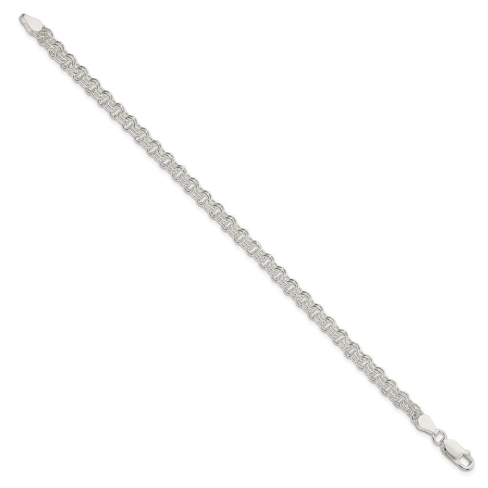 7 Inch Sterling Silver 4mm Double Link Charm Bracelet