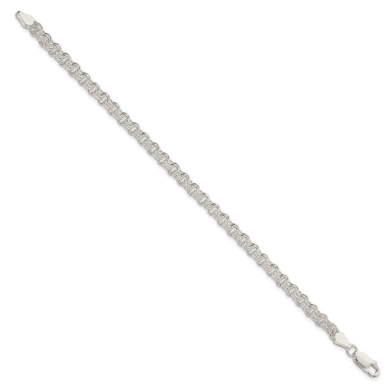 7 Inch Sterling Silver 4mm Double Link Charm Bracelet