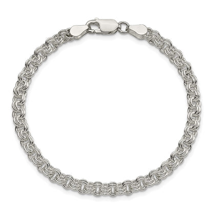 7 Inch Sterling Silver 4mm Double Link Charm Bracelet