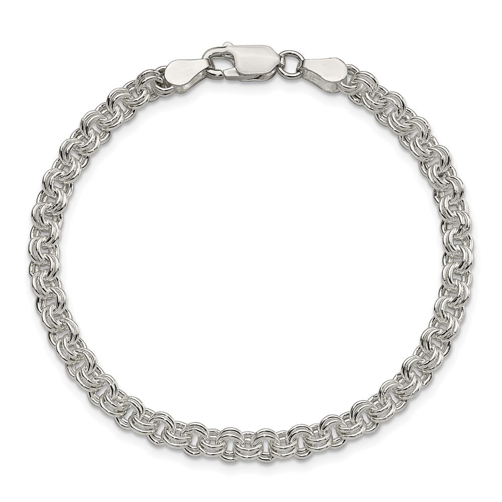 8 Inch Sterling Silver 4mm Double Link Charm Bracelet