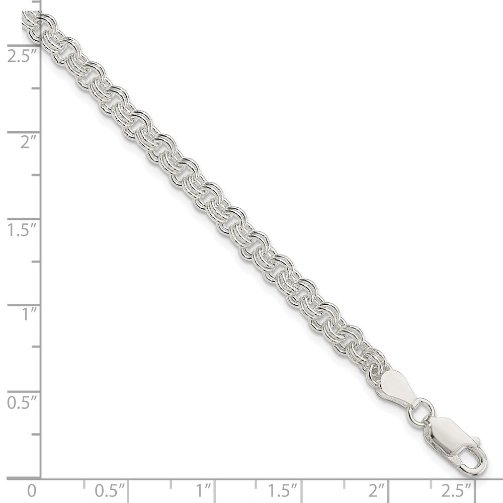 8 Inch Sterling Silver 4mm Double Link Charm Bracelet