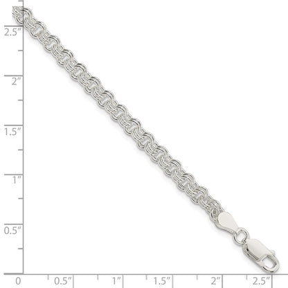 8 Inch Sterling Silver 4mm Double Link Charm Bracelet
