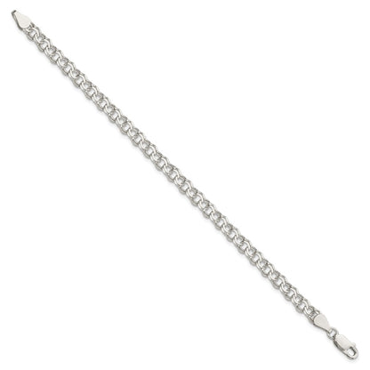 6 Inch Sterling Silver 5.5mm Double Link Charm Bracelet