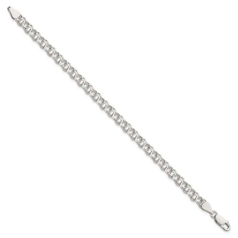 6 Inch Sterling Silver 5.5mm Double Link Charm Bracelet