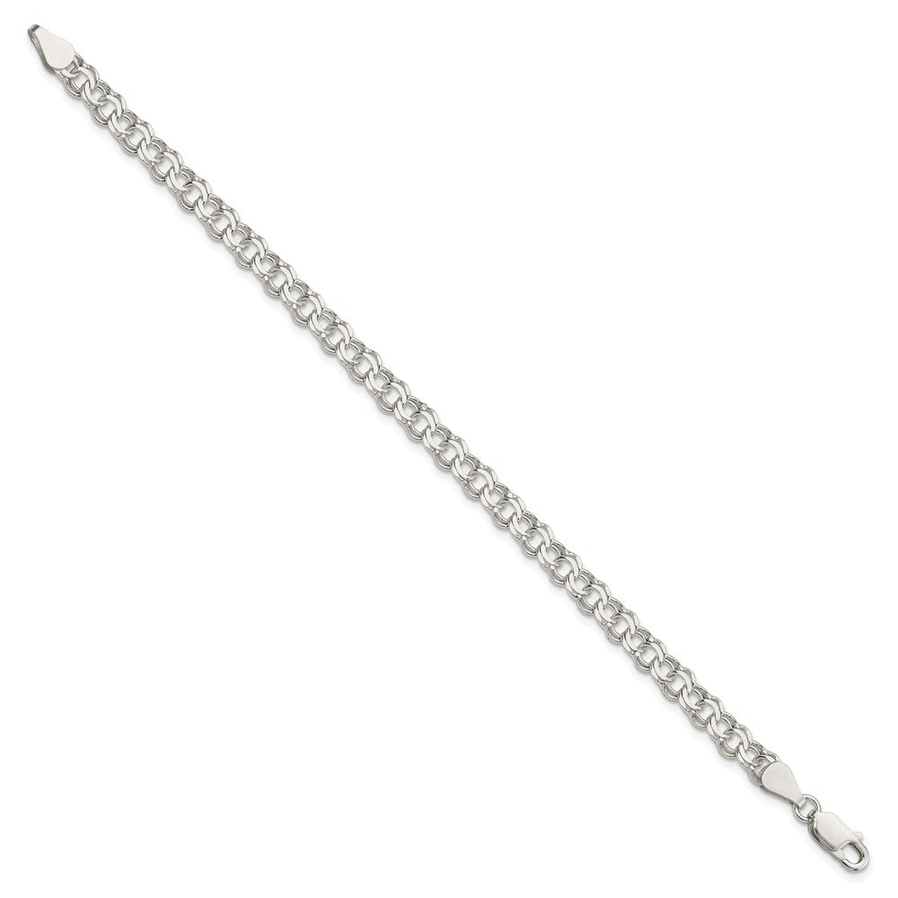 8 Inch Sterling Silver 5.5mm Double Link Charm Bracelet