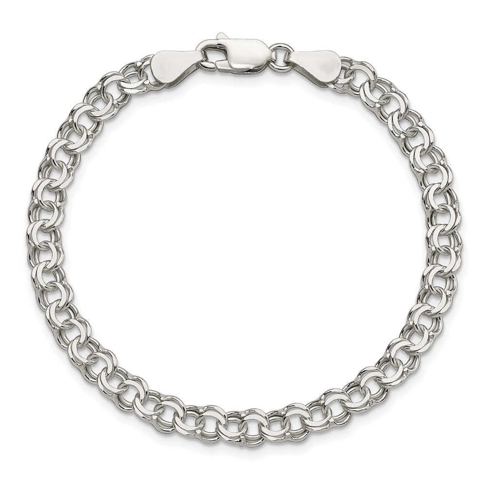 8 Inch Sterling Silver 5.5mm Double Link Charm Bracelet