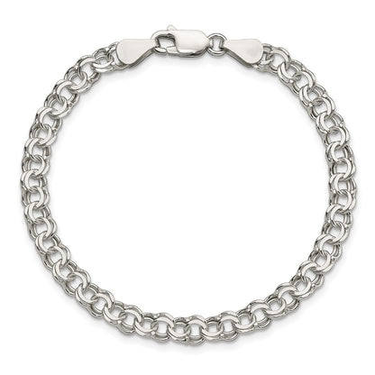 8 Inch Sterling Silver 5.5mm Double Link Charm Bracelet
