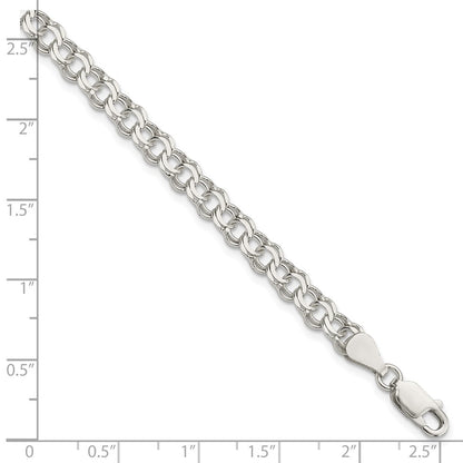 6 Inch Sterling Silver 5.5mm Double Link Charm Bracelet