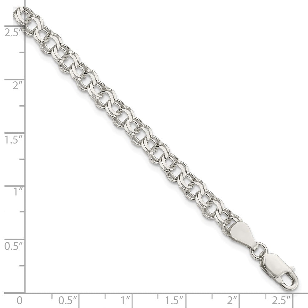 8 Inch Sterling Silver 5.5mm Double Link Charm Bracelet