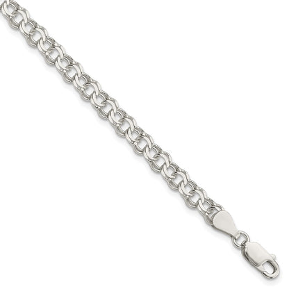 6 Inch Sterling Silver 5.5mm Double Link Charm Bracelet