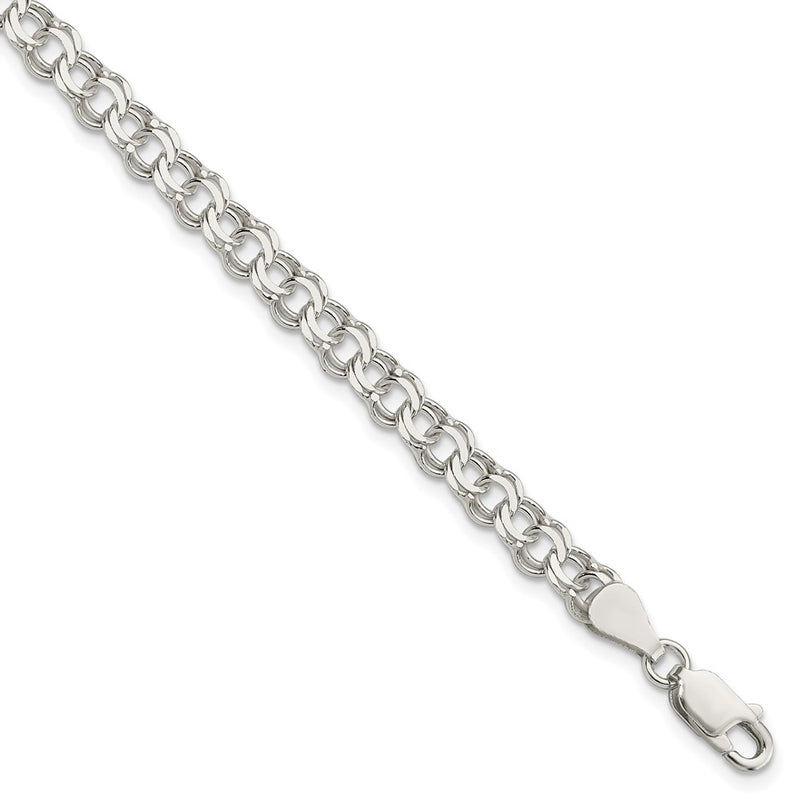 8 Inch Sterling Silver 5.5mm Double Link Charm Bracelet