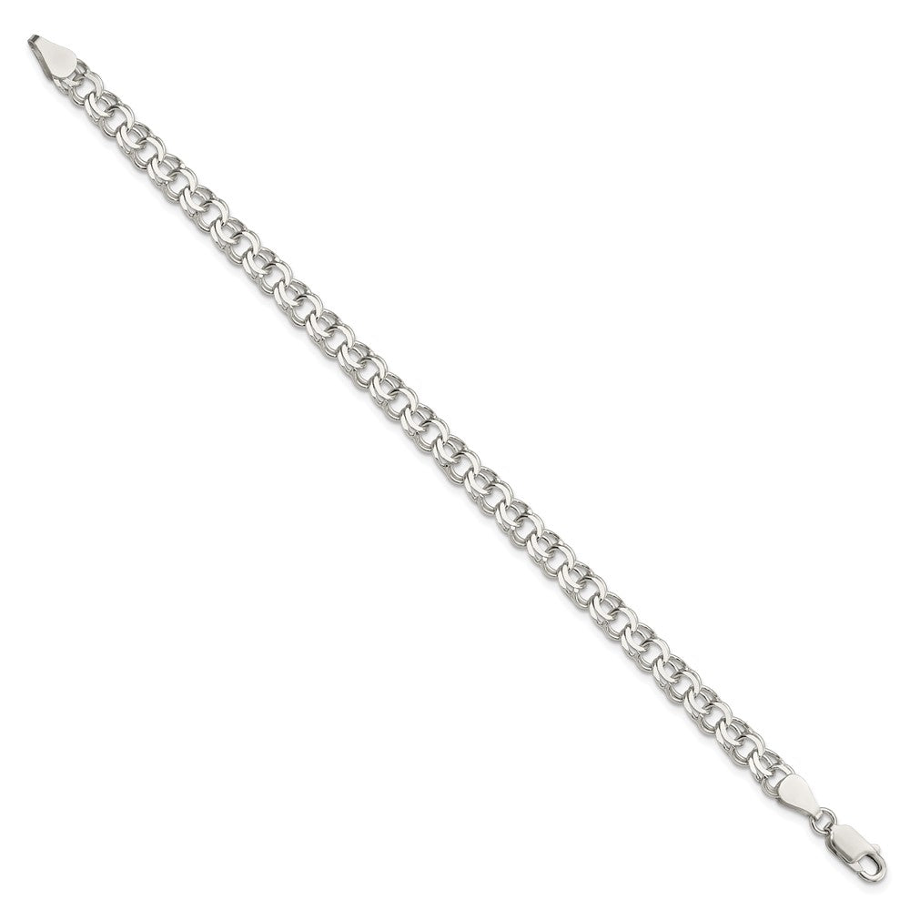 7 Inch Sterling Silver 6mm Double Link Charm Bracelet