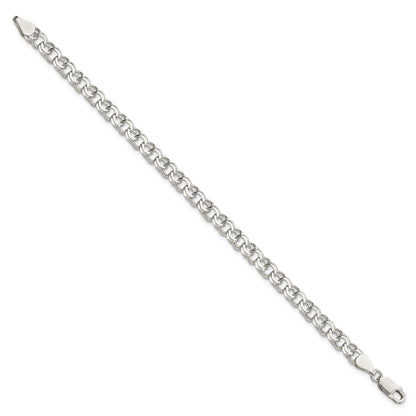 7 Inch Sterling Silver 6mm Double Link Charm Bracelet