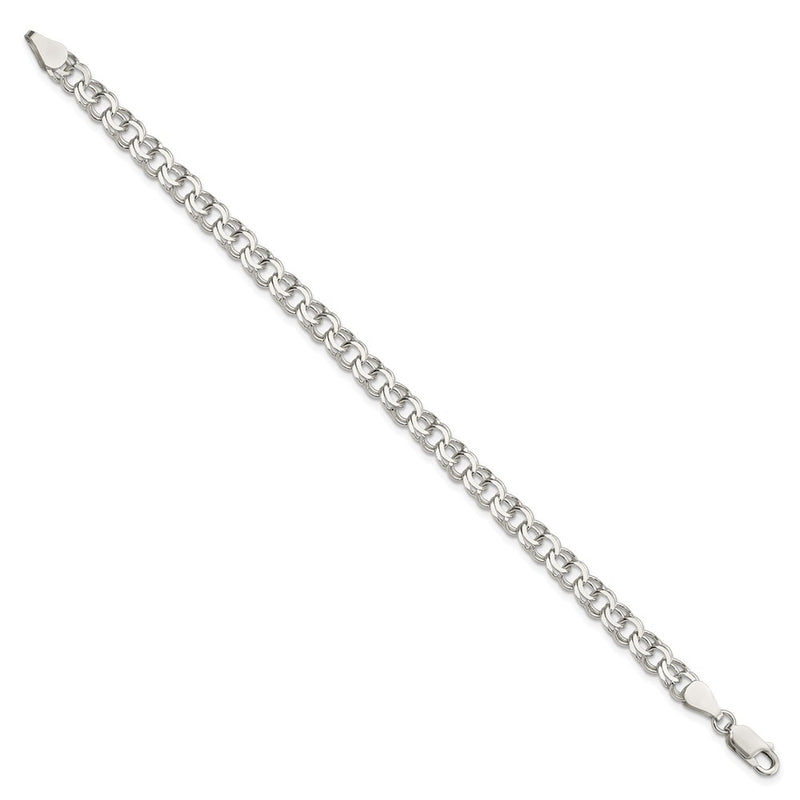 7 Inch Sterling Silver 6mm Double Link Charm Bracelet