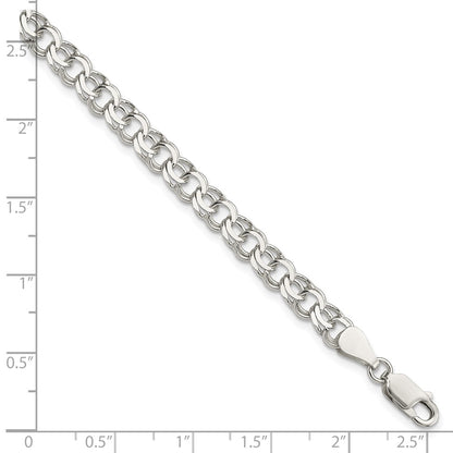 7 Inch Sterling Silver 6mm Double Link Charm Bracelet