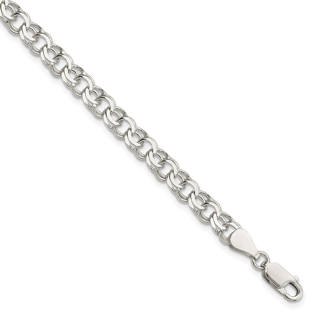 7 Inch Sterling Silver 6mm Double Link Charm Bracelet