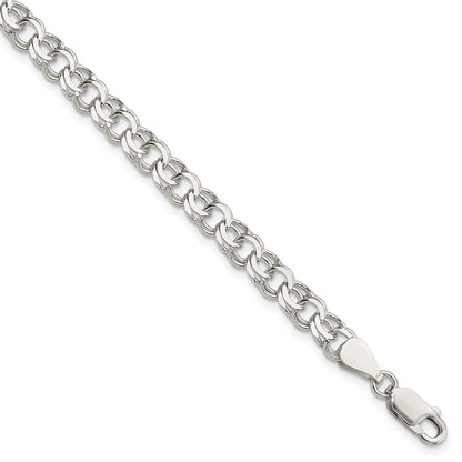 7 Inch Sterling Silver 6mm Double Link Charm Bracelet