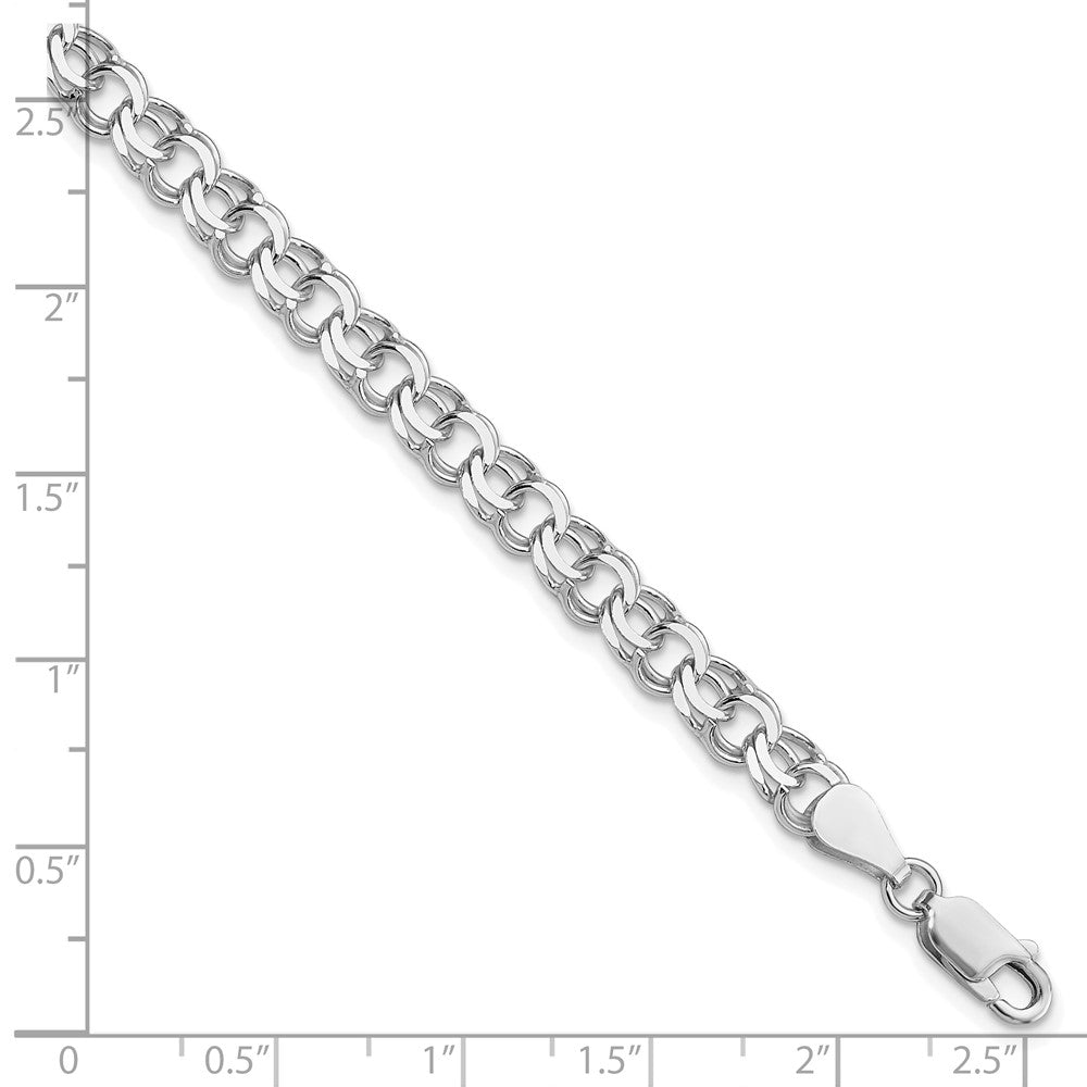 Sterling Silver Rhodium-Plated 6mm Double Link Charm Bracelet