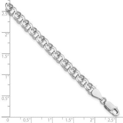 Sterling Silver Rhodium-Plated 6mm Double Link Charm Bracelet
