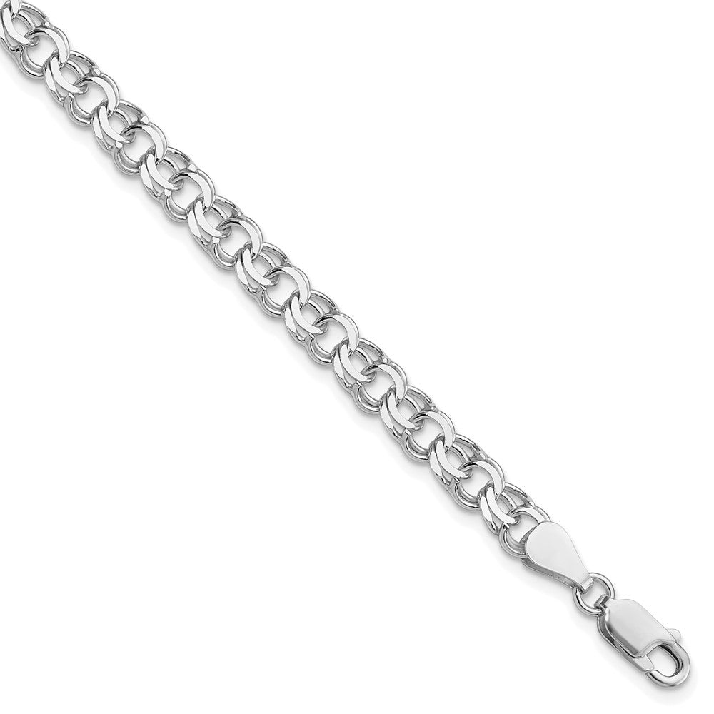 Sterling Silver Rhodium-Plated 6mm Double Link Charm Bracelet