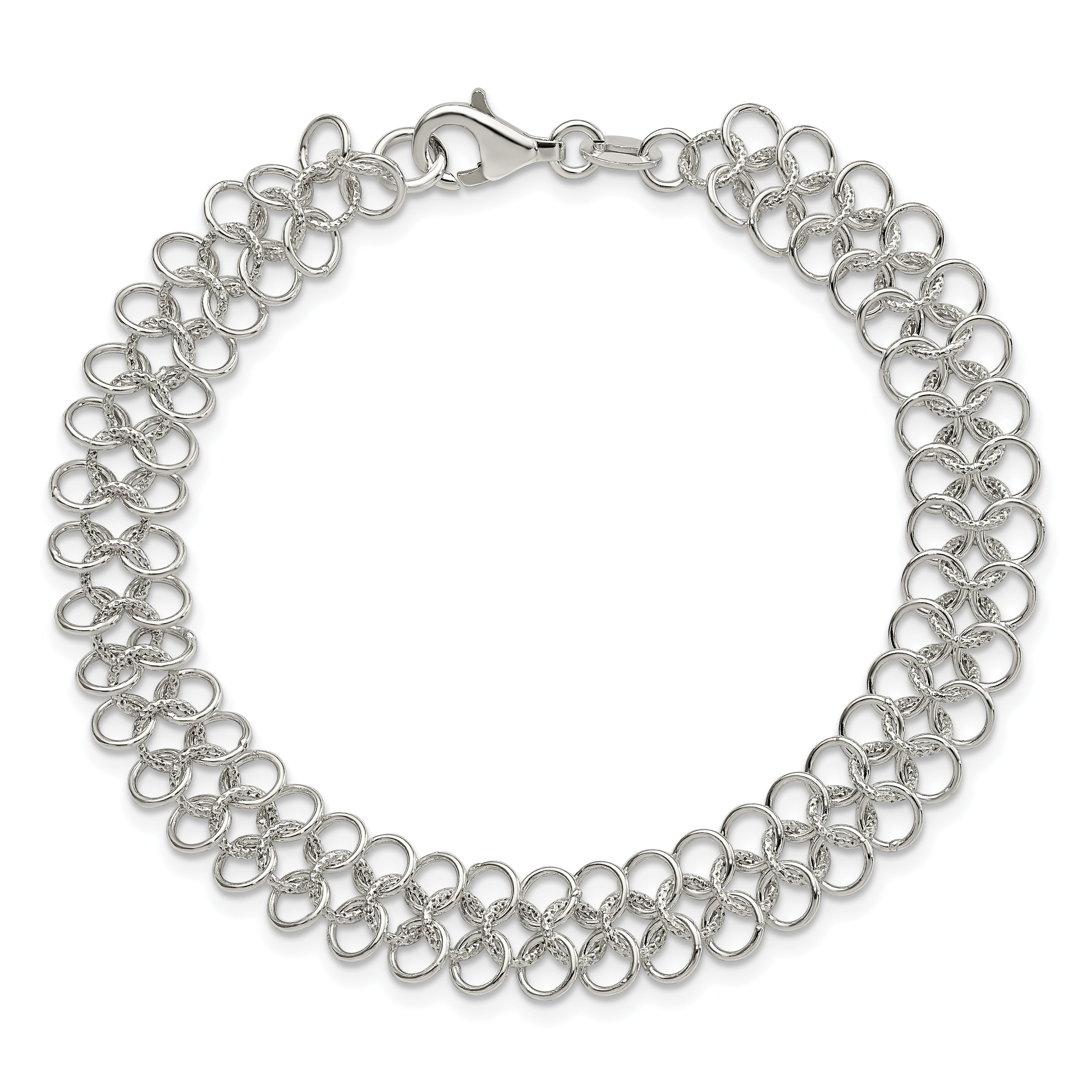 7.5 Inch Sterling Silver Fancy Link Bracelet