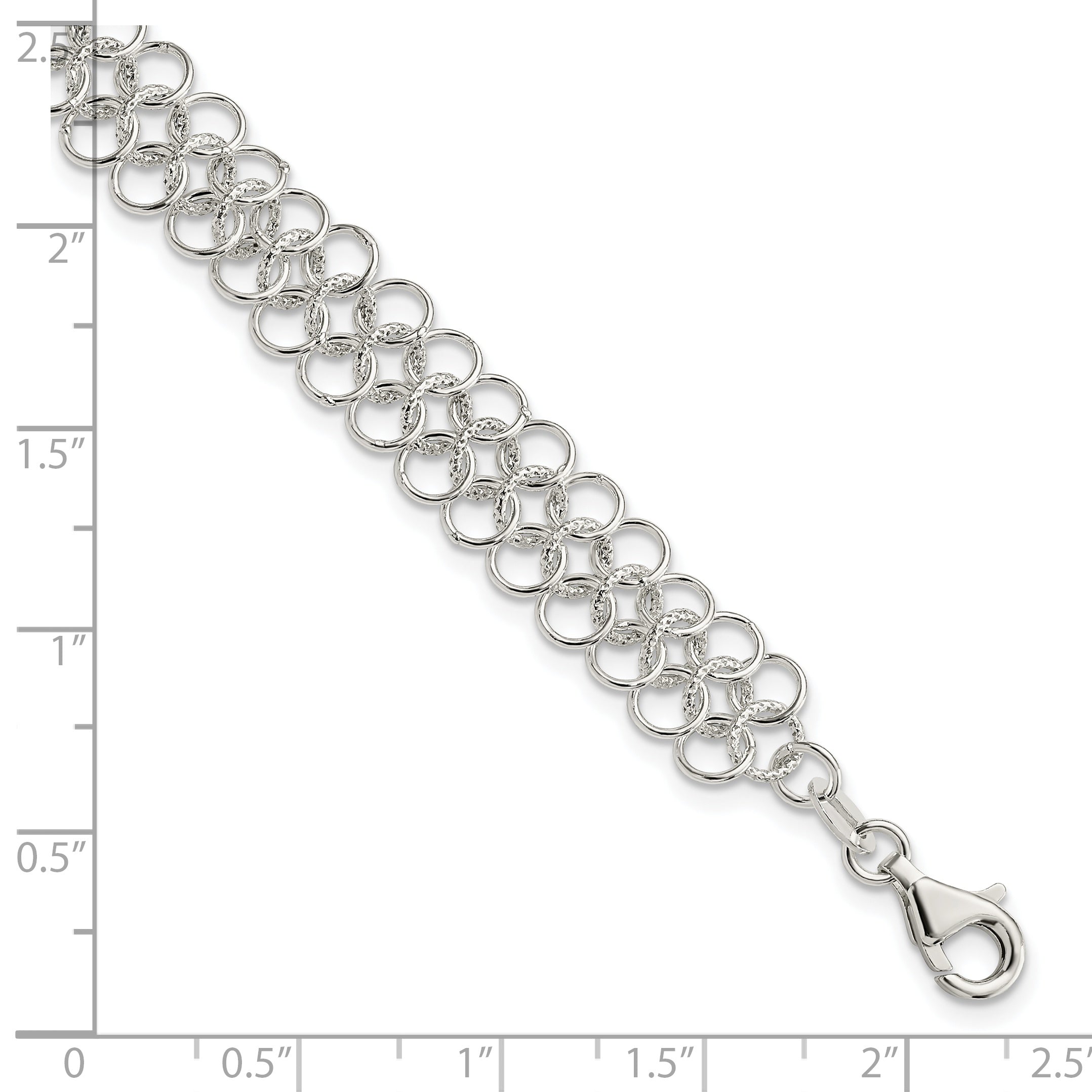 7.5 Inch Sterling Silver Fancy Link Bracelet