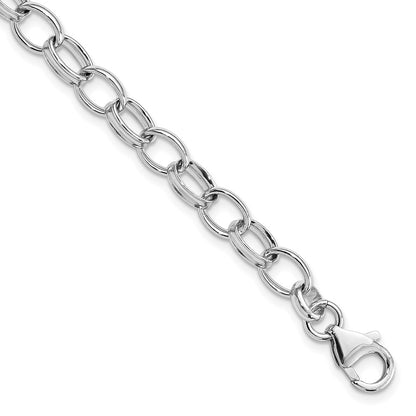 Sterling Silver Amore La Vita Rhodium-Plated Polished 5mm 7.5 Inch With Fancy Lobster Clasp Charm Bracelet