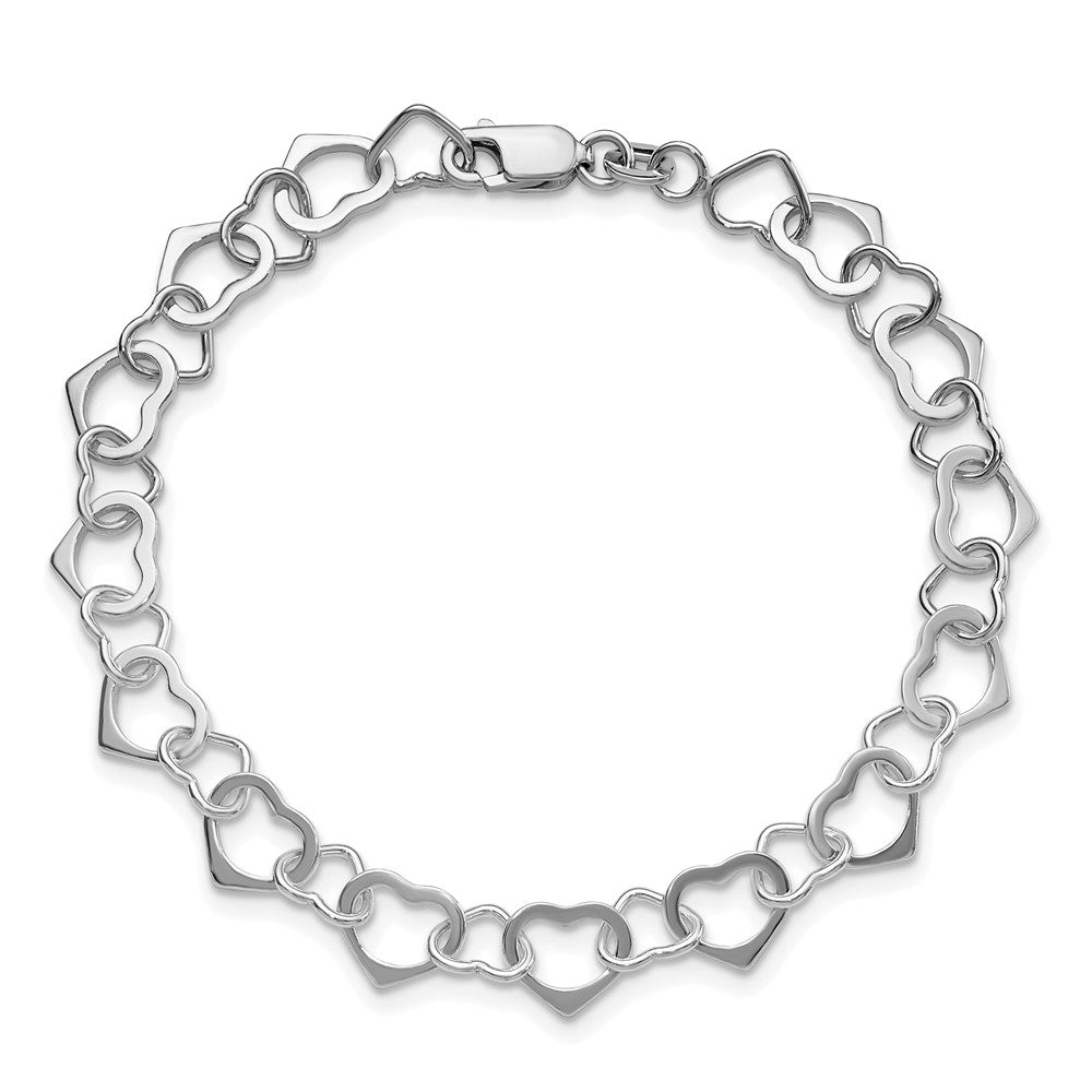 Sterling Silver Rhodium-Plated Hearts Bracelet