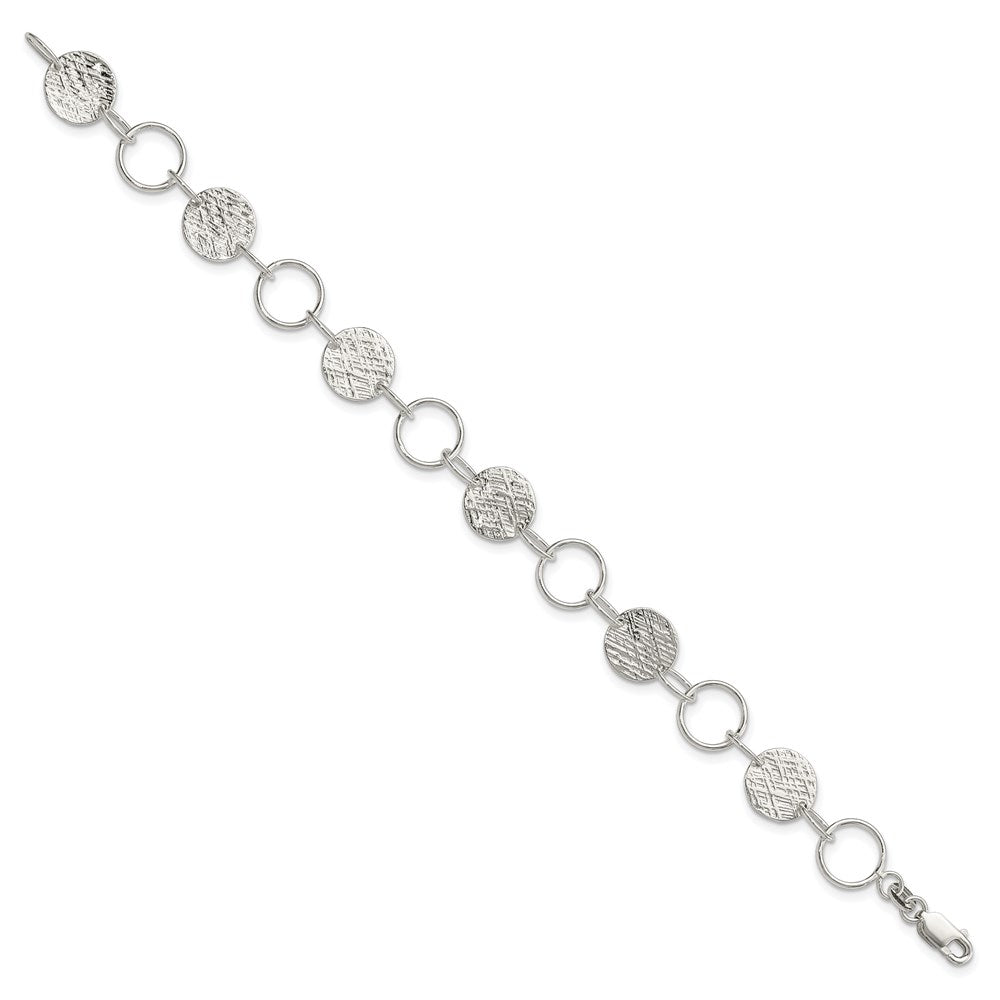 7.5 Inch Sterling Silver Fancy Circle Bracelet