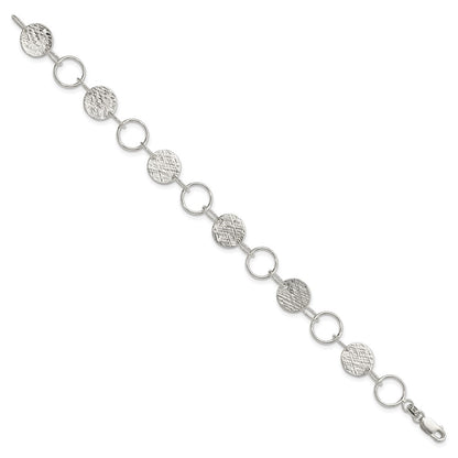 7.5 Inch Sterling Silver Fancy Circle Bracelet