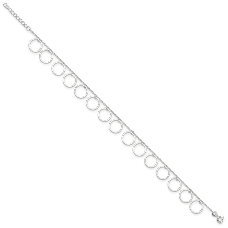 Sterling Silver Dangle Circles Anklet
